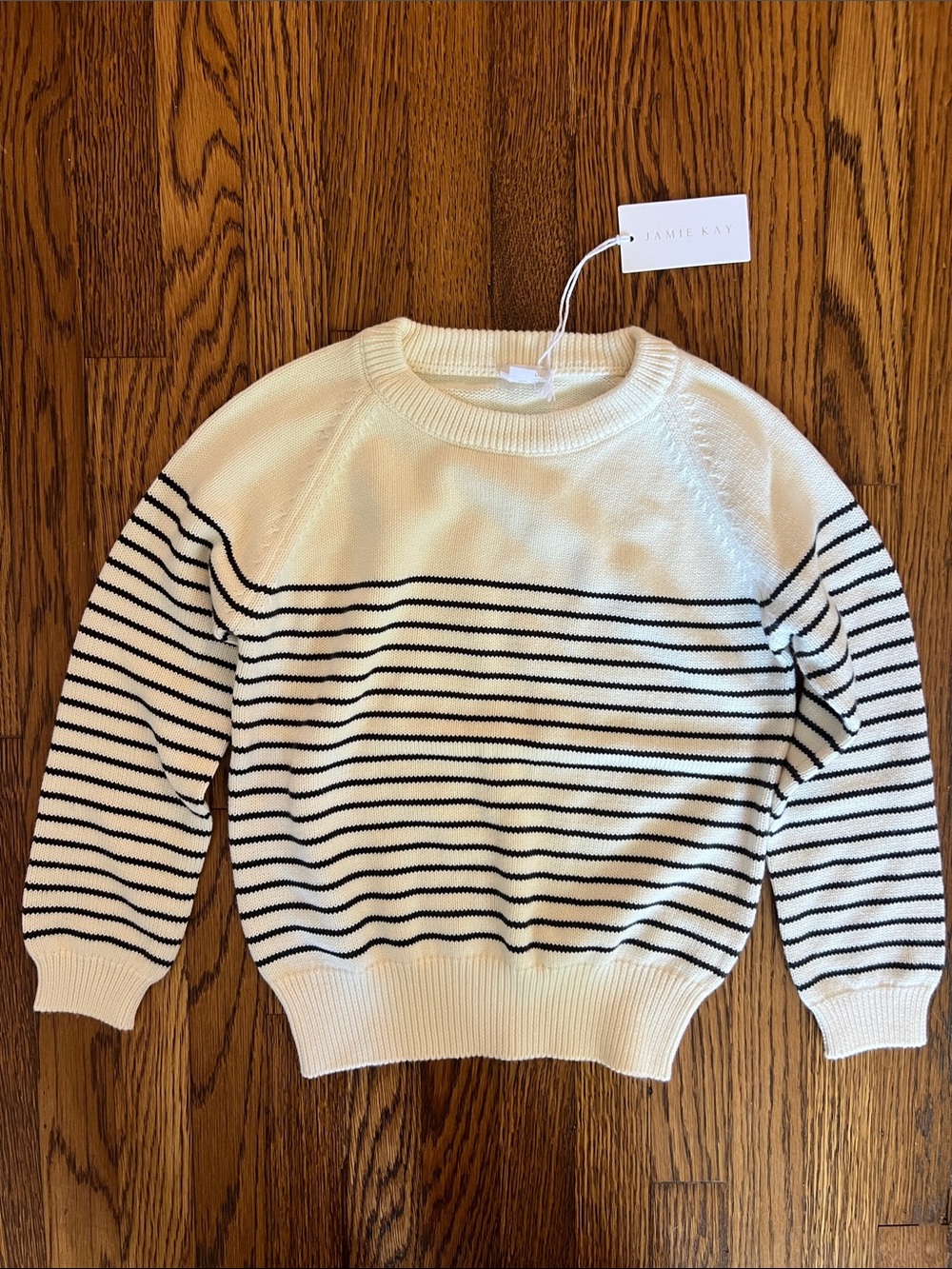 NWT Kids Jamie Kay Cream Sweater with Black Stripes